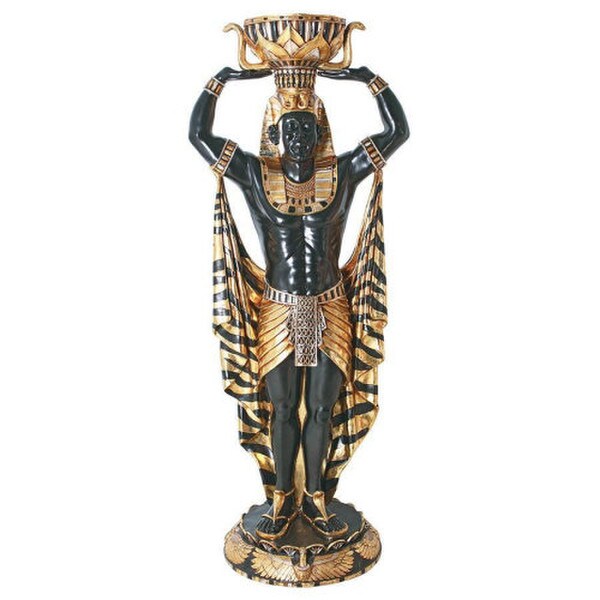 Cleopatra's Egyptian Nubian Guard with Urn Male Guard Life Size